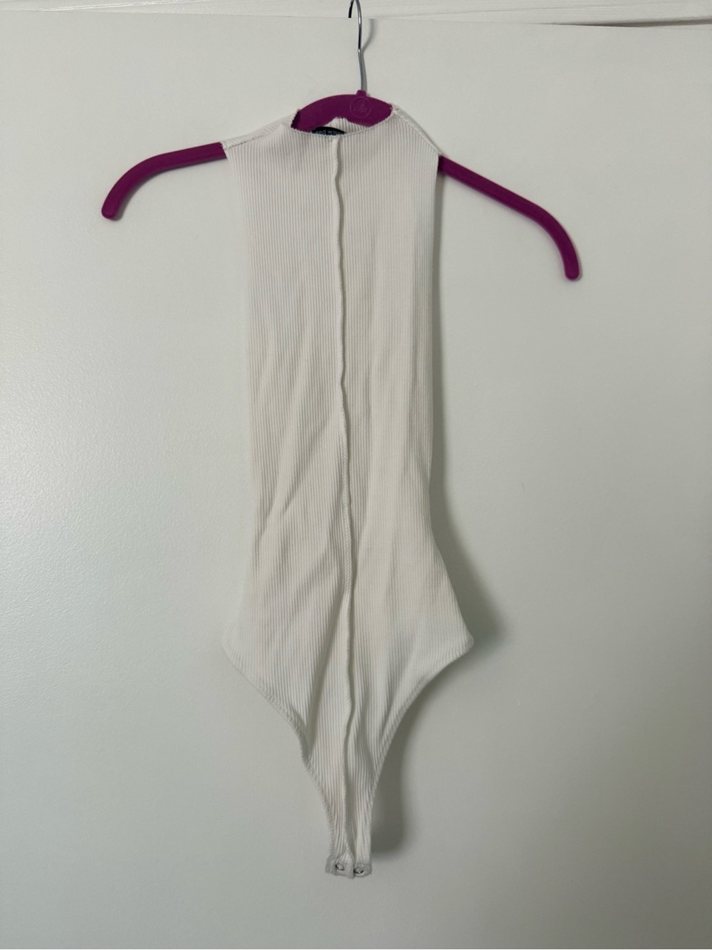 naked wardrobe White Ribbed Sleeveless Bodysuit